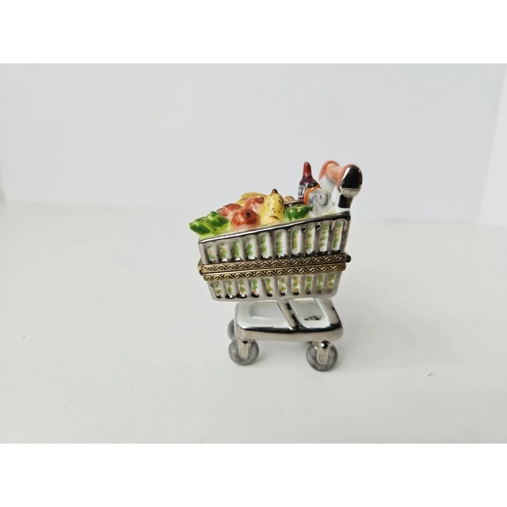Elda Creation trinket box shopping grocery cart Limoges France